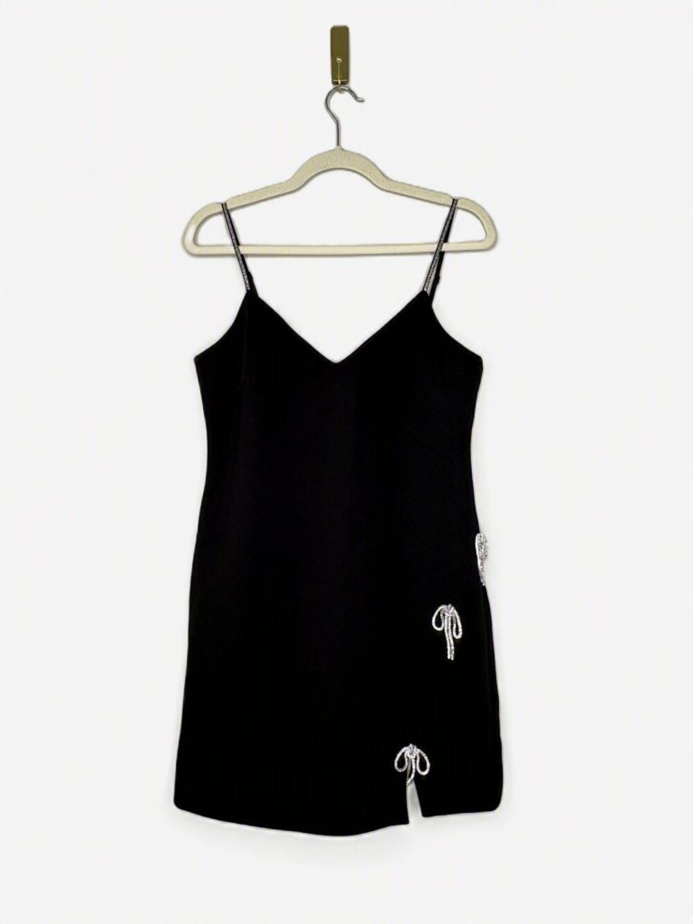 Cinq à Sept Rhinestone Bow Minidress Black Size 10